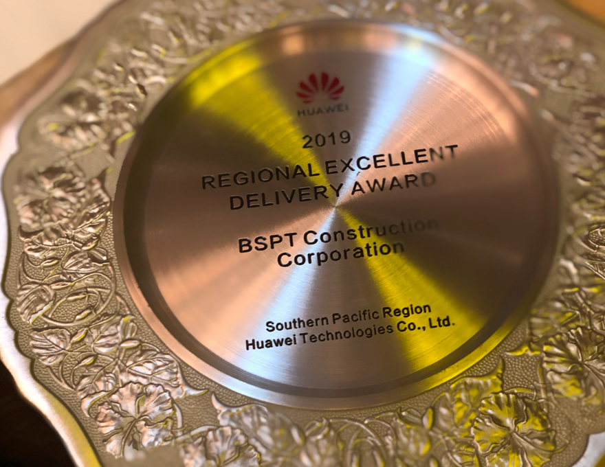 BSPT's Huawei Regional Excellent Delivery Award plaque from 2019